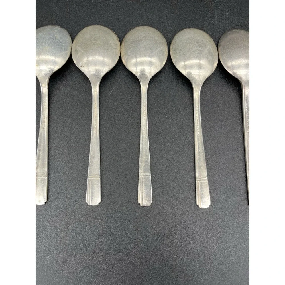 Soup Or Cream Spoon Set Silverplate Grenoble By Oneida Silver 5 Pieces